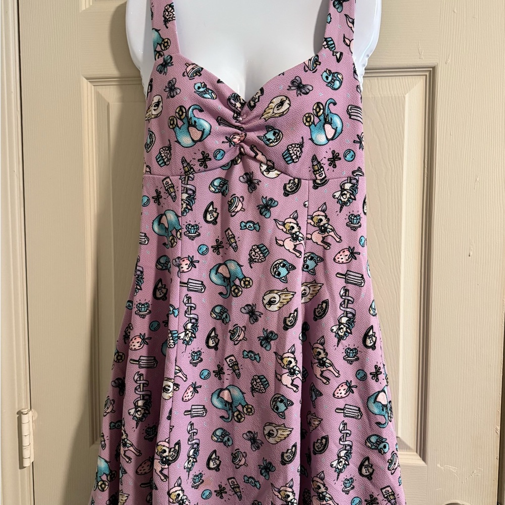 Midnight Hour Lavender Dress with Whimsical Print